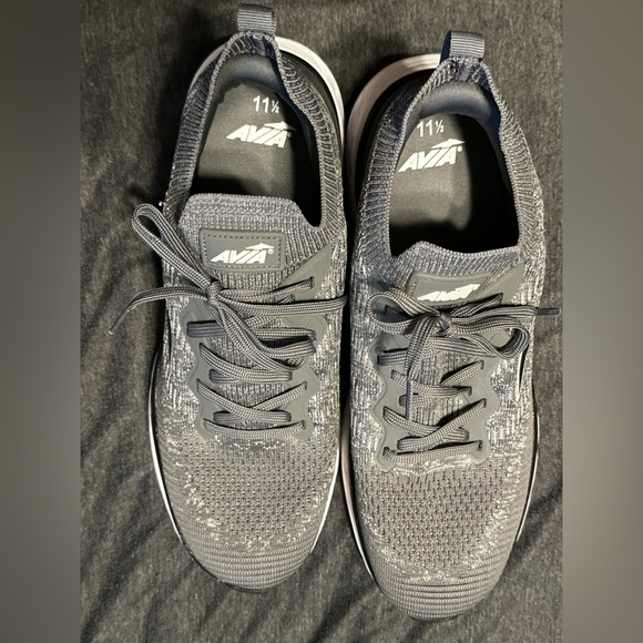 Men’s Avia Slip On w Laces Knit Athletic Sneakers, Gray w Black & White, Sz 11.5 - Picture 7 of 8